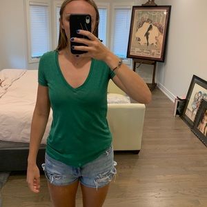 Green v-neck t shirt